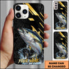 Maxcorners Fishing Luxury Black Gold Lightning Splash Personalized Name Phone Case (10 Fish Species)