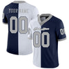 Maxcorners Custom Navy Gray-White Split Fashion Football Jersey LM2605