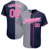 Maxcorners Custom Navy Pink-Gray Authentic Split Fashion Baseball Jersey LM2605
