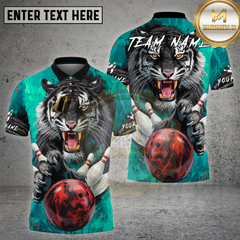 Maxcorners Bowling Fierce Tiger Power Throw Multi Options Personalized Name, Team Name 3D Shirt