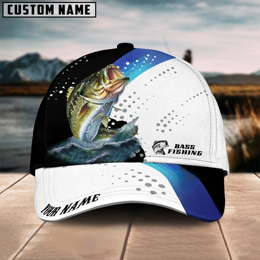 Maxcorners Fishing Blue Camo Sport Pattern Personalized Name 3D Cap (11 Breeds)