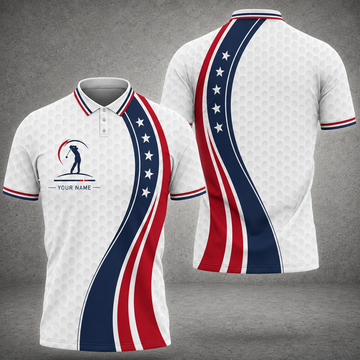 Maxcorners Soft Swing 3D Golf Personalized Name Polo Shirts