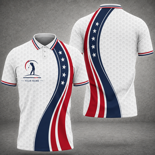 Maxcorners Soft Swing 3D Golf Personalized Name Polo Shirts