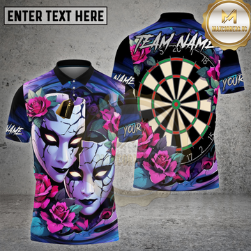 Maxcorners Darts Gothic Mask Roses Dartboard Art Multi Options Personalized Name, Team Name 3D Shirt