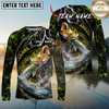 Maxcorners Fishing Lightning Hexagon Personalized Name, Team Name Long Sleeve Shirt (9 Fish Species)