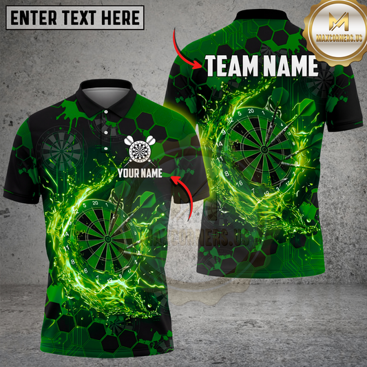 Maxcorners Darts Shirt Blue Dartboard Splash Water Effect Design Multicolor Options Personalized Name, Team Name 3D Shirt (4 Colors)