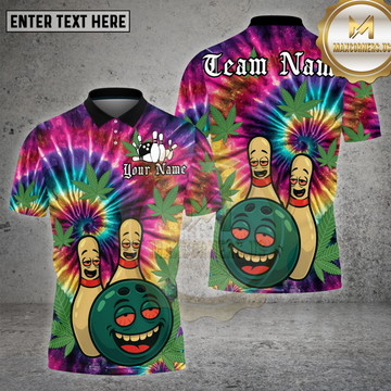 Maxcorners Bowling Shirt Tie Dye Funny Pins Multioptions Personalized Name, Team Name Unisex 3D Shirt (4 Colors)