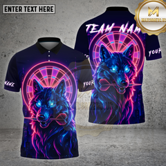 Maxcorners Darts Shirt Neon Wolf Dart Glow Multioptions Personalized Name, Team Name Unisex 3D Shirt (4 Colors)