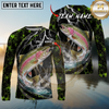 Maxcorners Fishing Lightning Hexagon Personalized Name, Team Name Long Sleeve Shirt (9 Fish Species)
