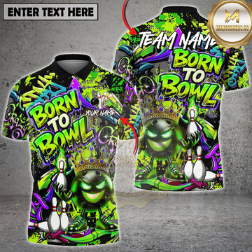 Maxcorners Bowling Graffiti Shirt Neon Crown Bowling Ball Street Style Design Multi Options Personalized Name, Team Name 3D Shirt