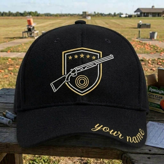 Maxcorners Trap Shooting Gold Shield Five Stars Shotgun Target Badge Personalized Classic Cap