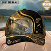 Maxcorners Fishing Black Gold Sunset Lake Customized Name 3D Cap