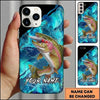Maxcorners Fishing Black Teal Marble Lure Customized Name 3D Cap