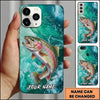 Maxcorners Fishing Teal Aqua Marble Wave Customized Name 3D Cap