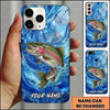 Maxcorners Fishing Blue Liquid Wave Customized Name 3D Phone Case