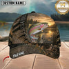 Maxcorners Fishing Rustic Bark and Sunset Customized Name 3D Cap