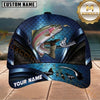 Maxcorners Fishing Deep Blue Fish Scale Metallic Mesh Customized Name 3D Cap