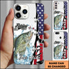 Maxcorners Fishing American Flag Patriotic Water Splash Personalized Name Phone Case (10 Fish Species)