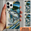 Maxcorners Lakeside Splash Geometric Stripes Custom Name Fishing Phone Case