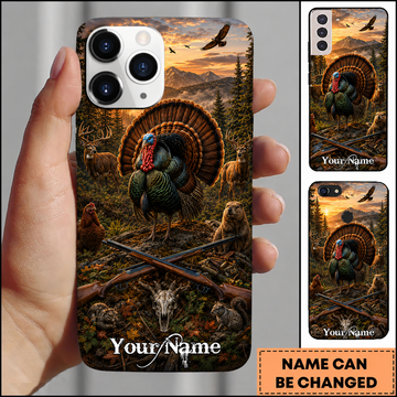 Maxcorners Hunting Wild Turkey Golden Sunset Mountain Forest Customized Name Phone Case