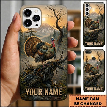 Maxcorners Hunting Wild Turkey Mountain Sunrise Forest Cliff Wilderness Art Customized Name Phone Case