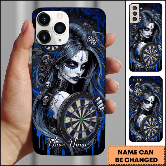 Maxcorners Gothic Dart Girl Skull Dark Fantasy Art Multicolor Options Personalized Name 3D Phonecase