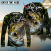 Maxcorners Fishing Lightning Hexagon Personalized Name, Team Name Long Sleeve Shirt (9 Fish Species)