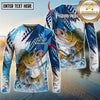 Maxcorners Freshwater Fish Fishing Water Splash Scale Pattern Personalized Name, Team Name Long Sleeve Shirt (6 Breeds)