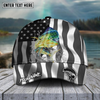 Maxcorners Fishing Hat Walleye Splash American Flag Personalized Name Cap (11 Breeds)
