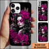 Maxcorners Red Rose Gothic Woman Butterfly Dark Art Multicolor Options Personalized Name 3D Phonecase