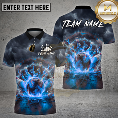 Maxcorners Bowling Flaming Impact Storm Strike Graphic Multi Options Personalized Name, Team Name 3D Shirt
