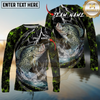 Maxcorners Fishing Lightning Hexagon Personalized Name, Team Name Long Sleeve Shirt (9 Fish Species)