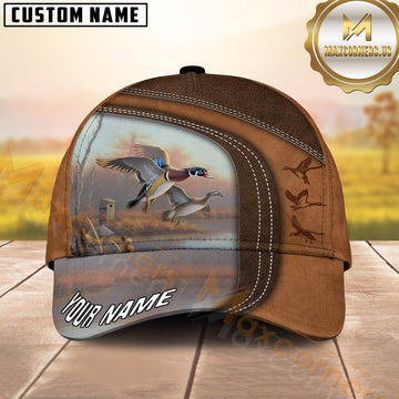 Maxcorners Duck Hunting Wetland Takeoff Wildlife Art Personalized Name Cap