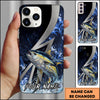 Maxcorners Fishing Blue Flame Lightning Strike Personalized Name Phone Case (10 Fish Species)