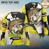 Maxcorners Fishing Funny Beer Fish Personalized Name, Team Name Long Sleeve Shirt (9 Fish Species)