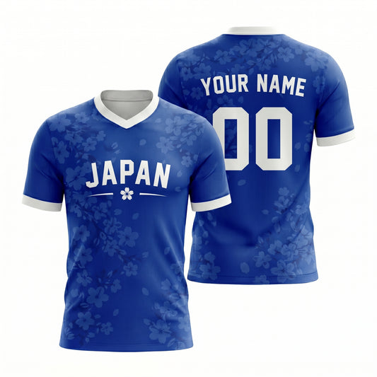 Maxcorners Japan Sakura Blue Soccer Jersey Personalized Football Shirt