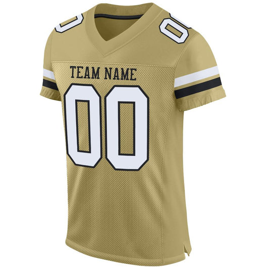 Maxcorners Custom Vegas Gold White-Black Mesh Authentic Football Jersey LM2605