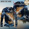 Maxcorners  Fishing Hexagon Water Splash Personalized Name, Team Name Long Sleeve Shirt (9 Fish Species)