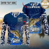 Maxcorners Fishing Tribal Blue Personalized Name, Team Name Long Sleeve Shirt (9 Breeds)