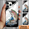 Maxcorners Fishing Topwater Lure Splash Art Black White Personalized Name Phone Case (10 Fish Species)