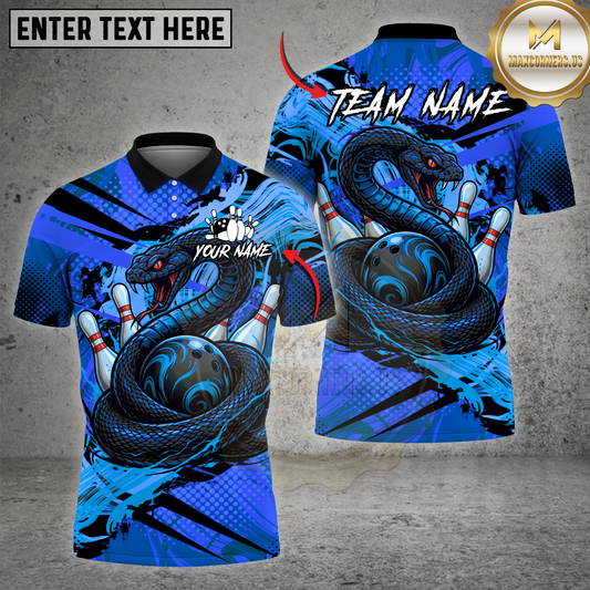 Maxcorners Bowling Shirt Snake Strike Ball Jungle Power Graphic Multicolor Options Personalized Name, Team Name 3D Shirt (4 Colors)