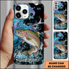 Maxcorners Fishing Neon Scale Texture Water Splash Personalized Name Phone Case (10 Fish Species)