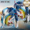 Maxcorners Freshwater Fish Fishing Water Splash Scale Pattern Personalized Name, Team Name Long Sleeve Shirt (6 Breeds)