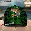 Maxcorners Fishing Black Neon Green Splash Customized Name 3D Cap
