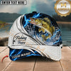 Maxcorners Fishing Blue Lightning White Scale Water Splash Customized Name 3D Cap