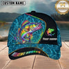 Maxcorners Fishing Neon Rainbow Water Ripple Weekend Hooker Customized Name 3D Cap