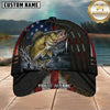 Maxcorners Fishing American Flag Night Lake Splash Customized Name 3D Cap