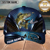 Maxcorners Fishing Deep Blue Fish Scale Metallic Mesh Customized Name 3D Cap