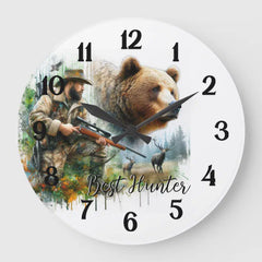 Maxcorners Best Hunter Bear & Deer Wilderness Art Wall Clock TU3012