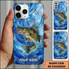 Maxcorners Fishing Blue Liquid Wave Customized Name 3D Phone Case